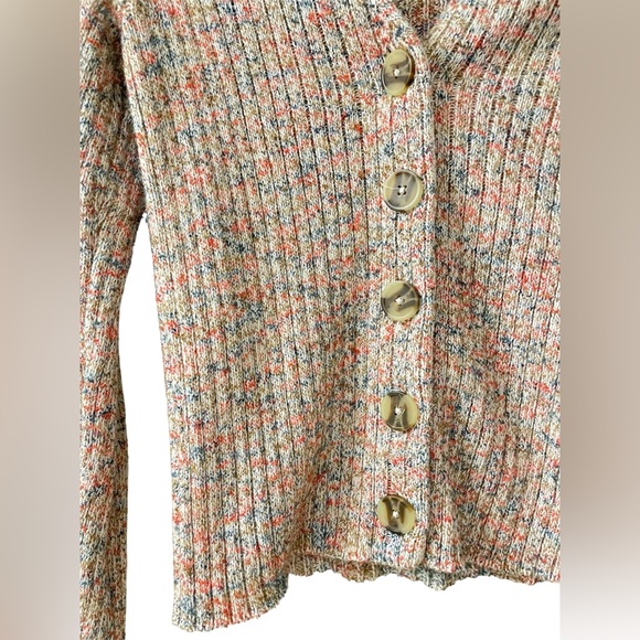 Madewell Marled Shrunken Ribbed Cardigan Sweater Small Button V Neck - Picture 6 of 9